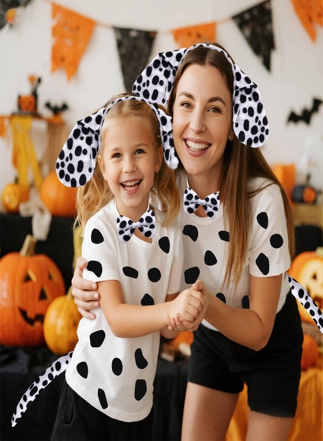Sucrain Dalmatian Dog Costume Ear Headband,Bow Tie,Tail Set with 2 Sheets Black Adhesive Felt for Halloween DIY Projects Costume Party - Image 5
